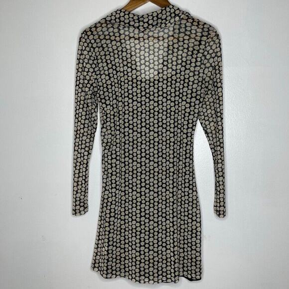 Wild Fable Black Daisy 90s Y2K Button Up Mesh Long Sleeve Dress Size S Women's - Picture 5 of 7